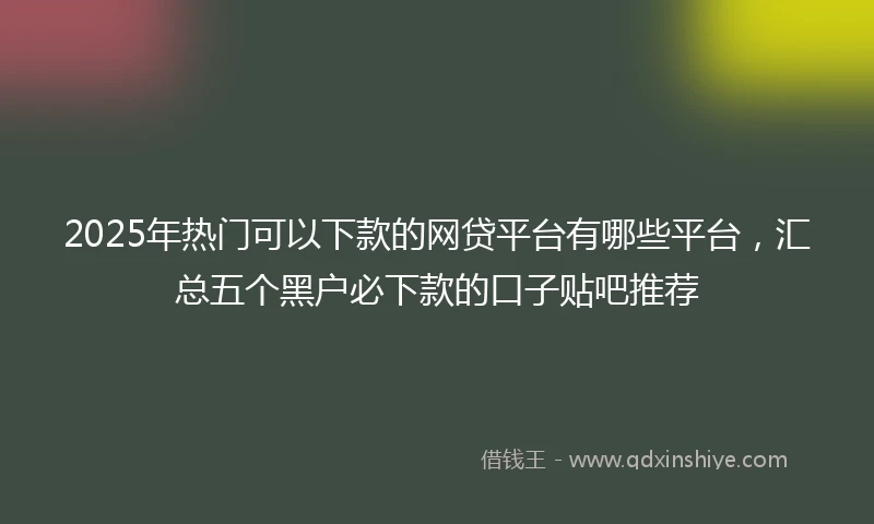 2025年热门可以下款的网贷平台有哪些平台，汇总五个黑户必下款的口子贴吧推荐