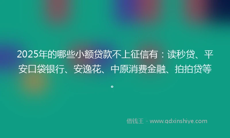 2025年的哪些小额贷款不上征信有：读秒贷、平安口袋银行、安逸花、中原消费金融、拍拍贷等。