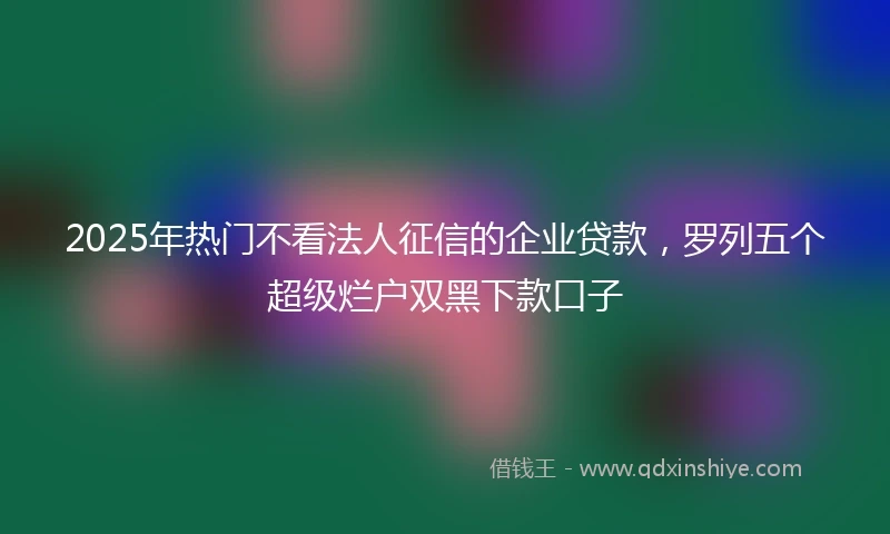 2025年热门不看法人征信的企业贷款,罗列五个超级烂户双黑下款口子