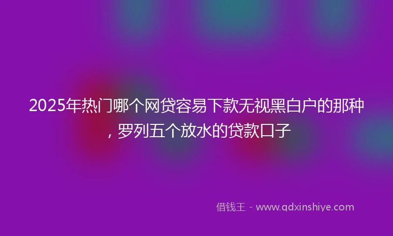 2025年热门哪个网贷容易下款无视黑白户的那种，罗列五个放水的贷款口子