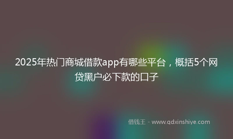 2025年热门商城借款app有哪些平台，概括5个网贷黑户必下款的口子