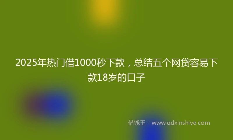 2025年热门借1000秒下款,总结五个网贷容易下款18岁的口子