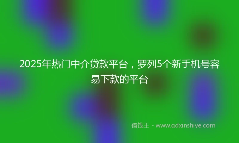 2025年热门中介贷款平台，罗列5个新手机号容易下款的平台