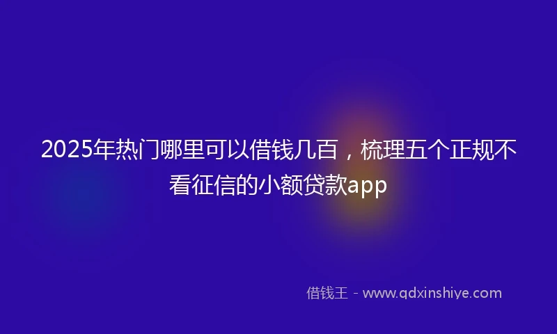 2025年热门哪里可以借钱几百，梳理五个正规不看征信的小额贷款app