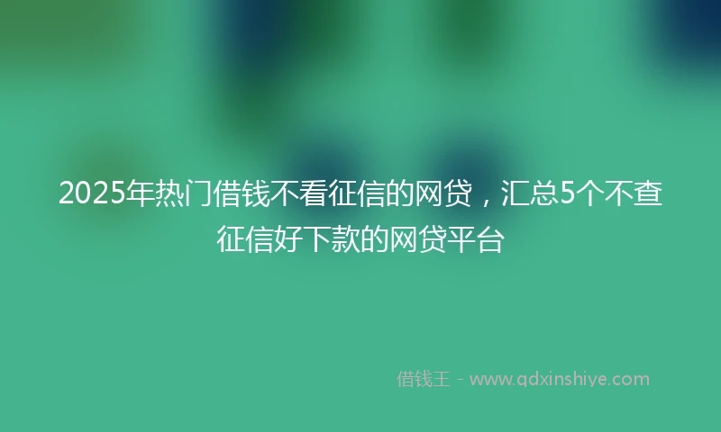 2025年热门借钱不看征信的网贷，汇总5个不查征信好下款的网贷平台
