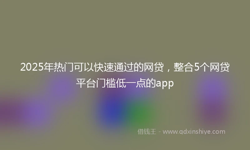 2025年热门可以快速通过的网贷，整合5个网贷平台门槛低一点的app