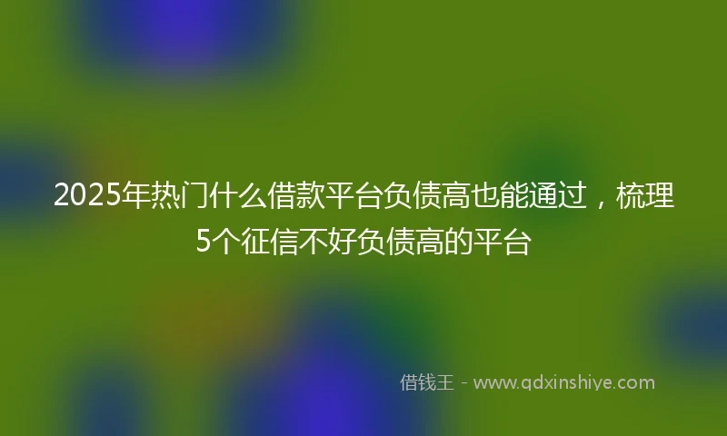 2025年热门什么借款平台负债高也能通过，梳理5个征信不好负债高的平台