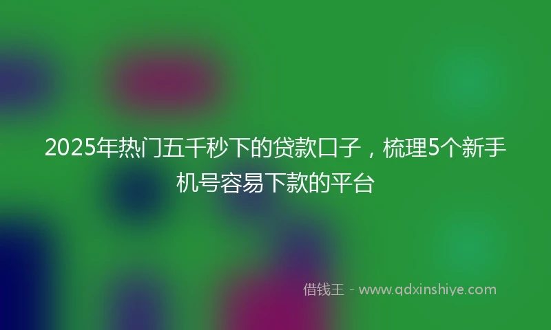 2025年热门五千秒下的贷款口子,梳理5个新手机号容易下款的平台