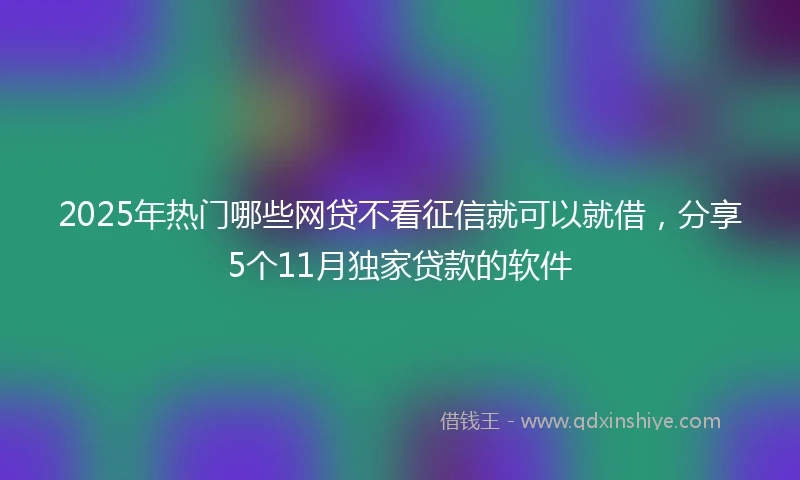 2025年热门哪些网贷不看征信就可以就借,分享5个11月独家贷款的软件