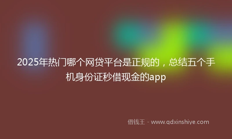 2025年热门哪个网贷平台是正规的，总结五个手机身份证秒借现金的app