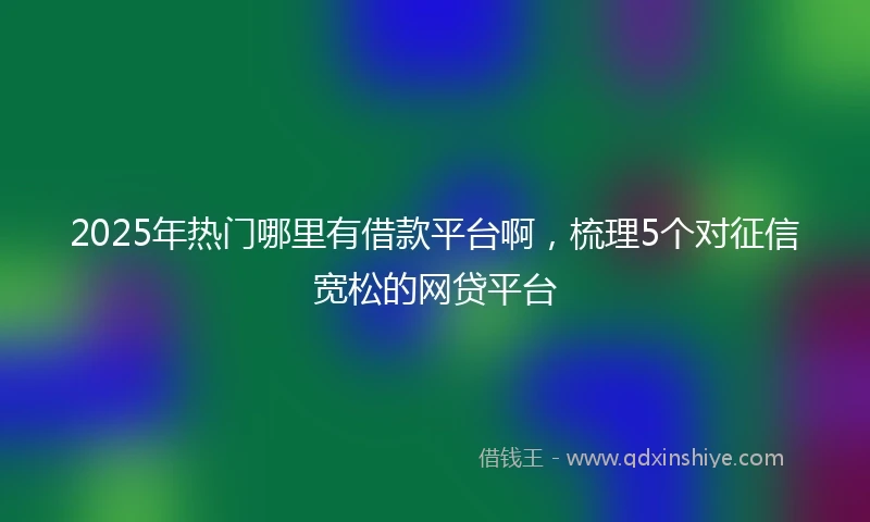 2025年热门哪里有借款平台啊，梳理5个对征信宽松的网贷平台