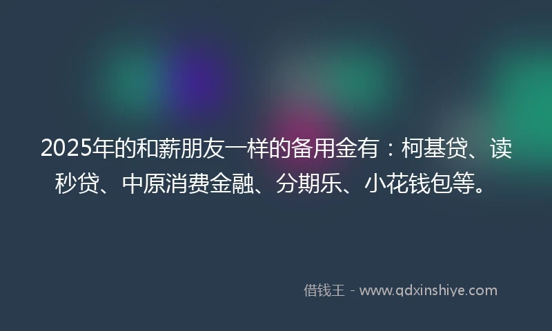 2025年的和薪朋友一样的备用金有：柯基贷、读秒贷、中原消费金融、分期乐、小花钱包等。