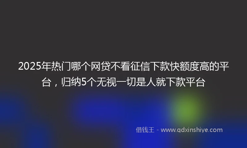 2025年热门哪个网贷不看征信下款快额度高的平台，归纳5个无视一切是人就下款平台