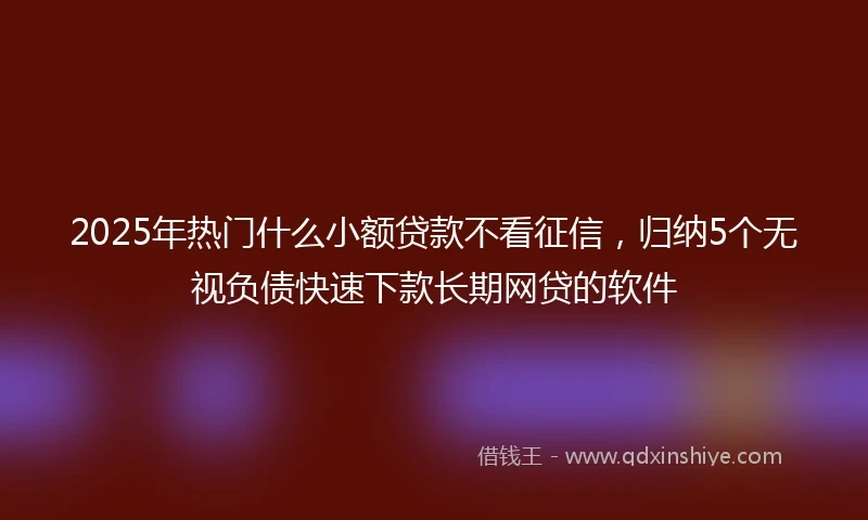 2025年热门什么小额贷款不看征信，归纳5个无视负债快速下款长期网贷的软件