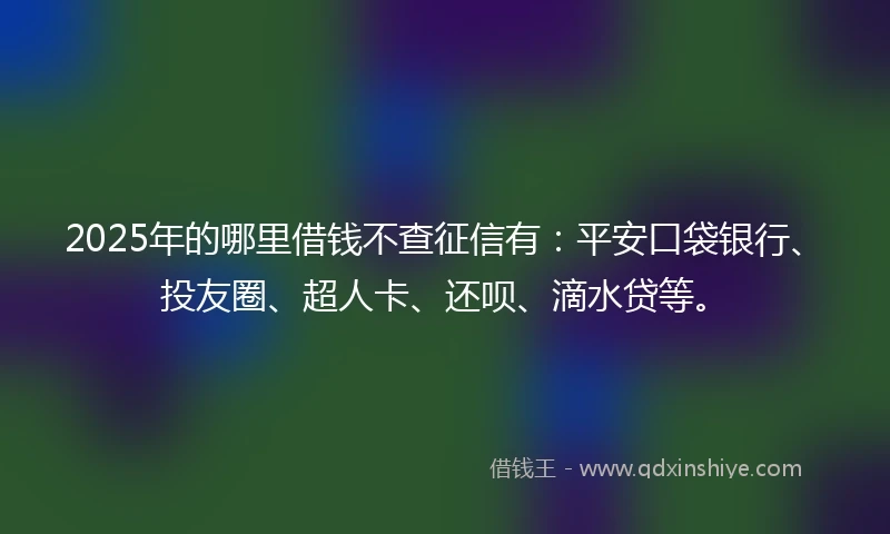 2025年的哪里借钱不查征信有：平安口袋银行、投友圈、超人卡、还呗、滴水贷等。