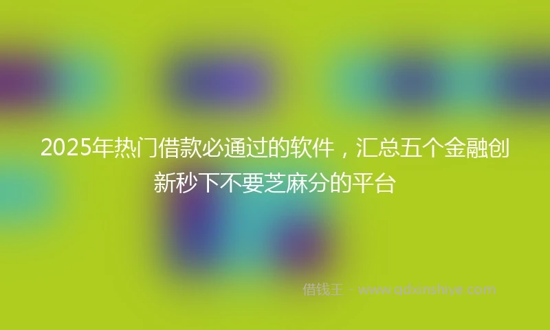 2025年热门借款必通过的软件，汇总五个金融创新秒下不要芝麻分的平台