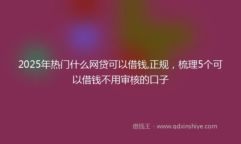2025年热门什么网贷可以借钱,正规，梳理5个可以借钱不用审核的口子