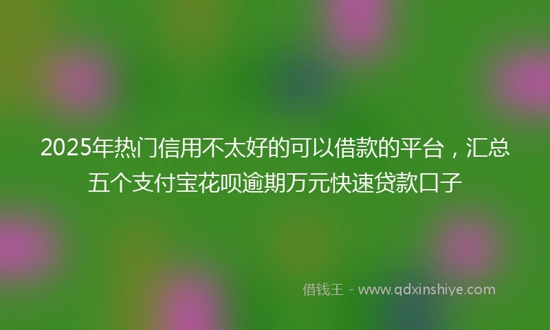 2025年热门信用不太好的可以借款的平台，汇总五个支付宝花呗逾期万元快速贷款口子