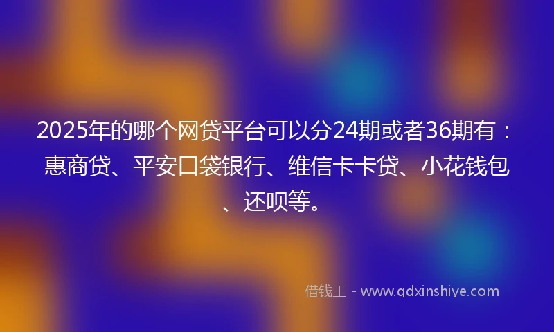 2025年的哪个网贷平台可以分24期或者36期有：惠商贷、平安口袋银行、维信卡卡贷、小花钱包、还呗等。