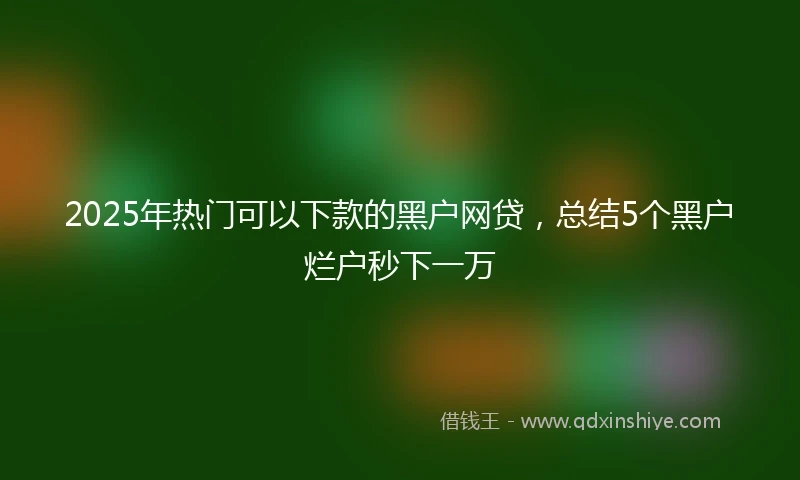 2025年热门可以下款的黑户网贷，总结5个黑户烂户秒下一万