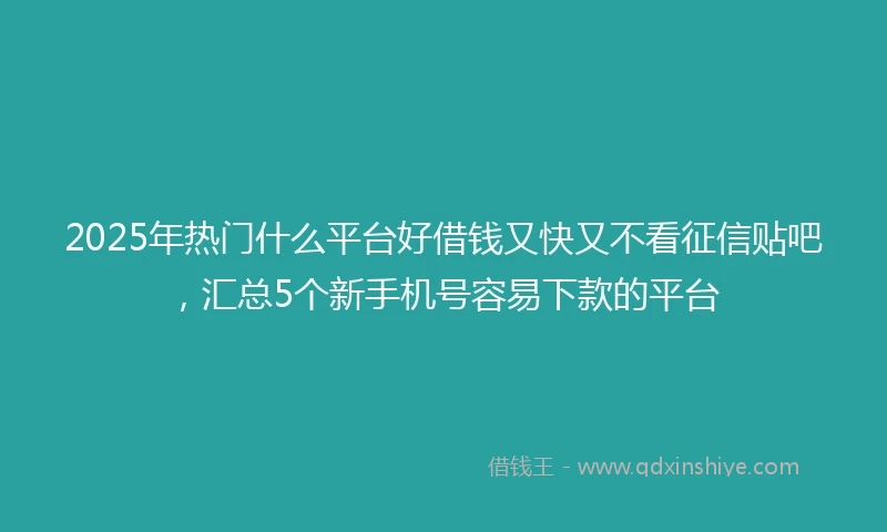 2025年热门什么平台好借钱又快又不看征信贴吧，汇总5个新手机号容易下款的平台