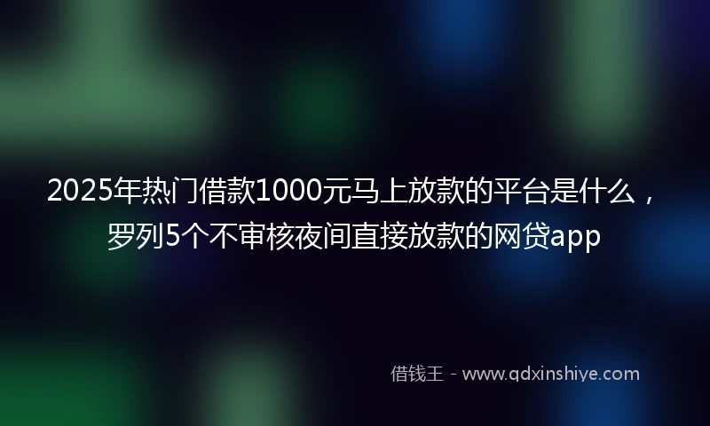 2025年热门借款1000元马上放款的平台是什么，罗列5个不审核夜间直接放款的网贷app