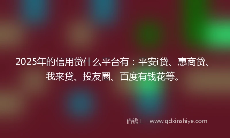 2025年的信用贷什么平台有：平安i贷、惠商贷、我来贷、投友圈、百度有钱花等。