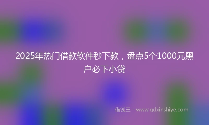 2025年热门借款软件秒下款，盘点5个1000元黑户必下小贷