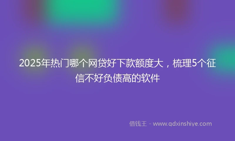 2025年热门哪个网贷好下款额度大，梳理5个征信不好负债高的软件