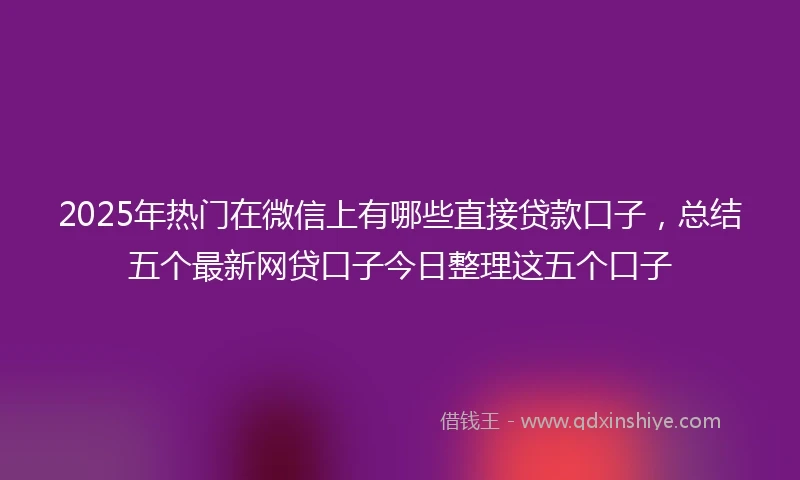 2025年热门在微信上有哪些直接贷款口子，总结五个最新网贷口子今日整理这五个口子