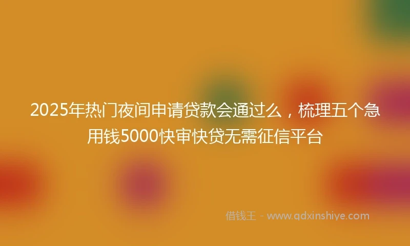 2025年热门夜间申请贷款会通过么，梳理五个急用钱5000快审快贷无需征信平台