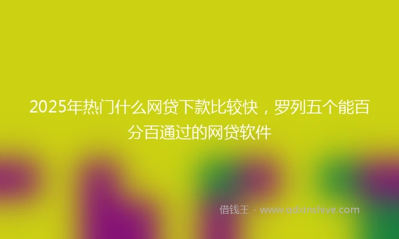 2025年热门什么网贷下款比较快,罗列五个能百分百通过的网贷软件
