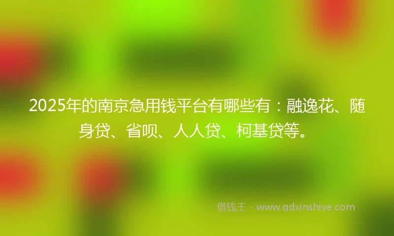 2025年的南京急用钱平台有哪些有：融逸花、随身贷、省呗、人人贷、柯基贷等。