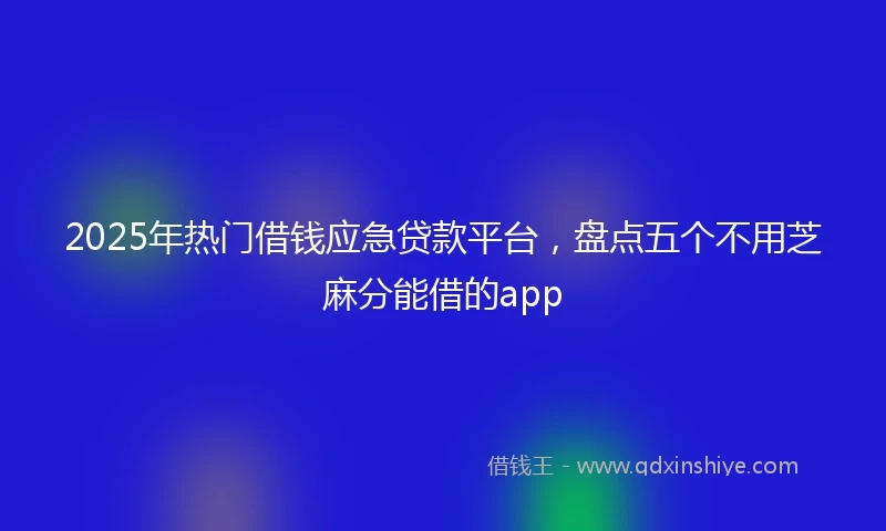 2025年热门借钱应急贷款平台，盘点五个不用芝麻分能借的app