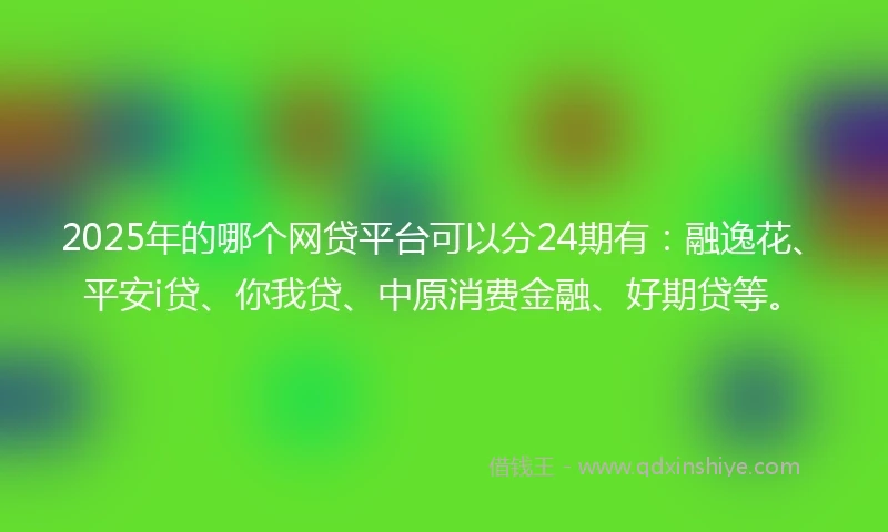 2025年的哪个网贷平台可以分24期有：融逸花、平安i贷、你我贷、中原消费金融、好期贷等。