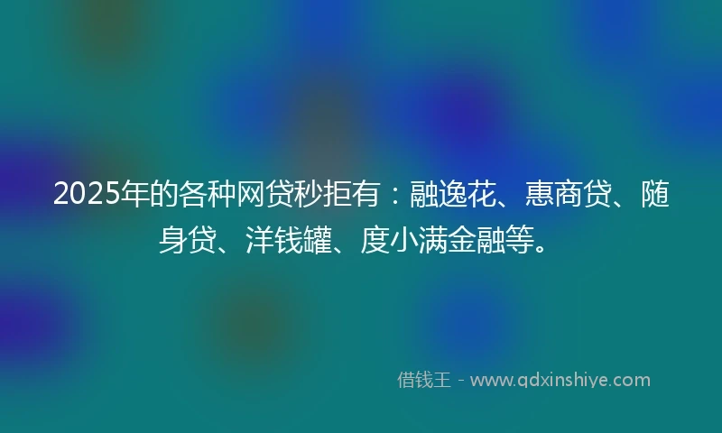 2025年的各种网贷秒拒有：融逸花、惠商贷、随身贷、洋钱罐、度小满金融等。
