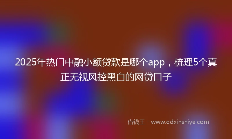 2025年热门中融小额贷款是哪个app,梳理5个真正无视风控黑白的网贷口子