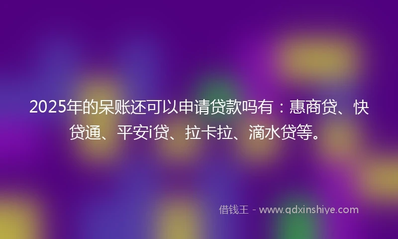 2025年的呆账还可以申请贷款吗有：惠商贷、快贷通、平安i贷、拉卡拉、滴水贷等。