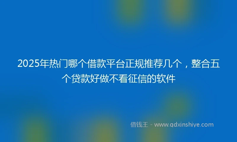 2025年热门哪个借款平台正规推荐几个，整合五个贷款好做不看征信的软件