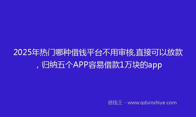 2025年热门哪种借钱平台不用审核,直接可以放款，归纳五个APP容易借款1万块的app