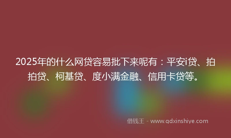 2025年的什么网贷容易批下来呢有：平安i贷、拍拍贷、柯基贷、度小满金融、信用卡贷等。