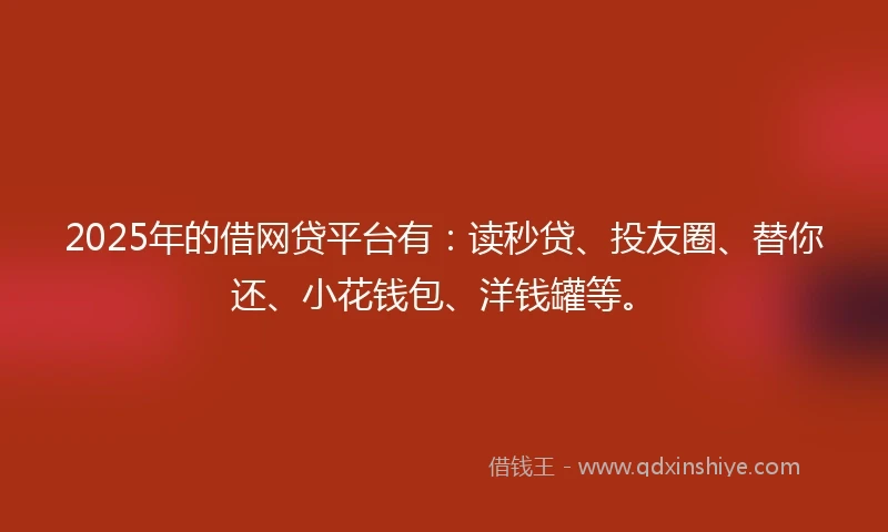 2025年的借网贷平台有：读秒贷、投友圈、替你还、小花钱包、洋钱罐等。
