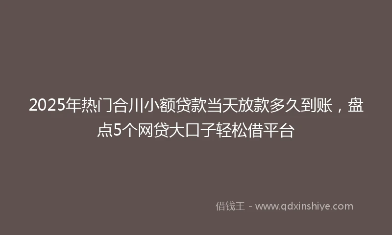 2025年热门合川小额贷款当天放款多久到账，盘点5个网贷大口子轻松借平台