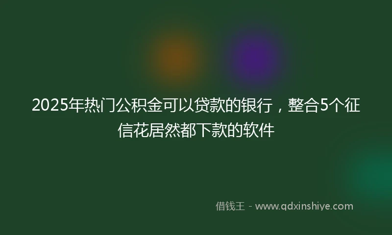 2025年热门公积金可以贷款的银行，整合5个征信花居然都下款的软件