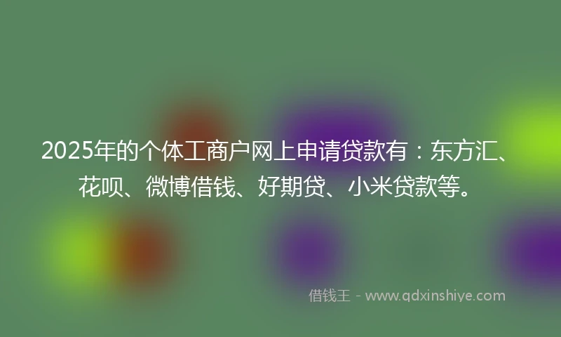 2025年的个体工商户网上申请贷款有:东方汇、花呗、微博借钱、好期贷、小米贷款等。