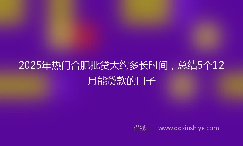 2025年热门合肥批贷大约多长时间，总结5个12月能贷款的口子