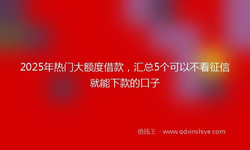 2025年热门大额度借款，汇总5个可以不看征信就能下款的口子
