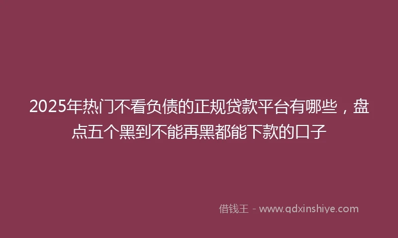 2025年热门不看负债的正规贷款平台有哪些,盘点五个黑到不能再黑都能下款的口子
