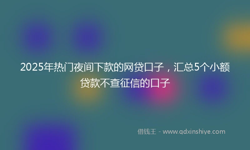 2025年热门夜间下款的网贷口子，汇总5个小额贷款不查征信的口子