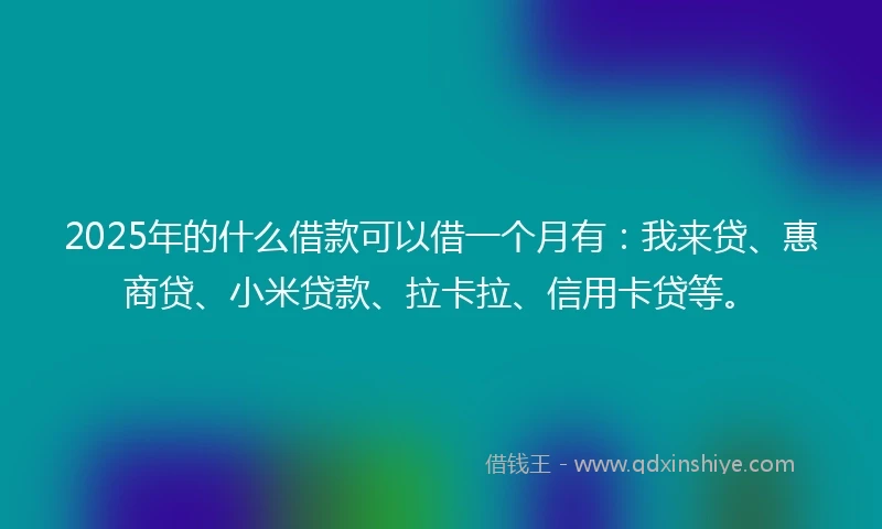 2025年的什么借款可以借一个月有：我来贷、惠商贷、小米贷款、拉卡拉、信用卡贷等。